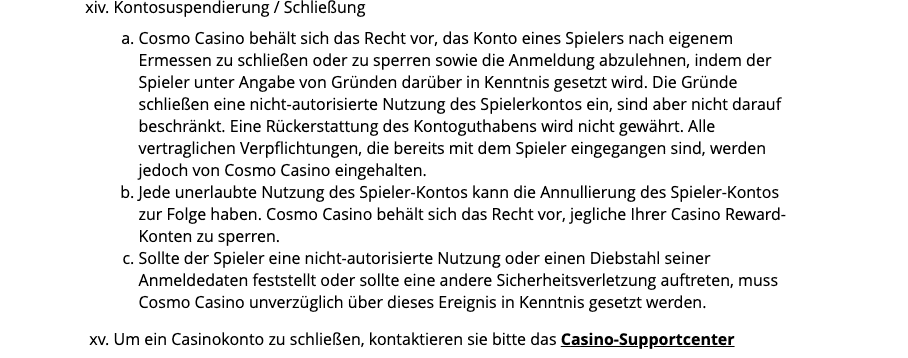 Cosmo Casino Konto Löschen
